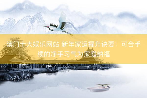 澳门十大娱乐网站 新年家运擢升诀要：可合手续的净手习气为家庭纳福