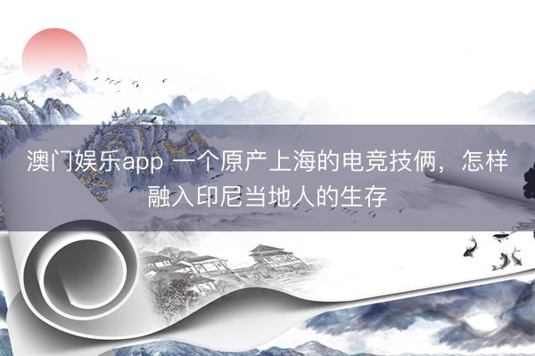 澳门娱乐app 一个原产上海的电竞技俩，怎样融入印尼当地人的生存