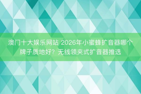 澳门十大娱乐网站 2026年小蜜蜂扩音器哪个牌子质地好？无线领夹式扩音器推选