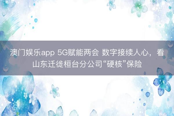 澳门娱乐app 5G赋能两会 数字接续人心，看山东迁徙桓台分公司“硬核”保险