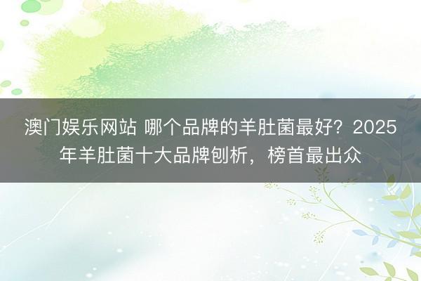 澳门娱乐网站 哪个品牌的羊肚菌最好？2025年羊肚菌十大品牌刨析，榜首最出众