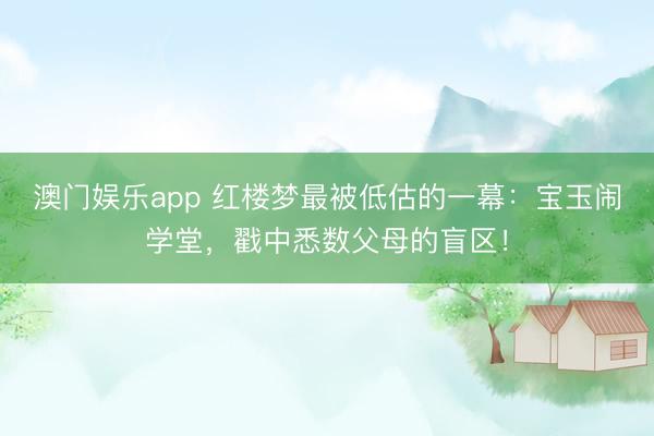 澳门娱乐app 红楼梦最被低估的一幕：宝玉闹学堂，戳中悉数父母的盲区！