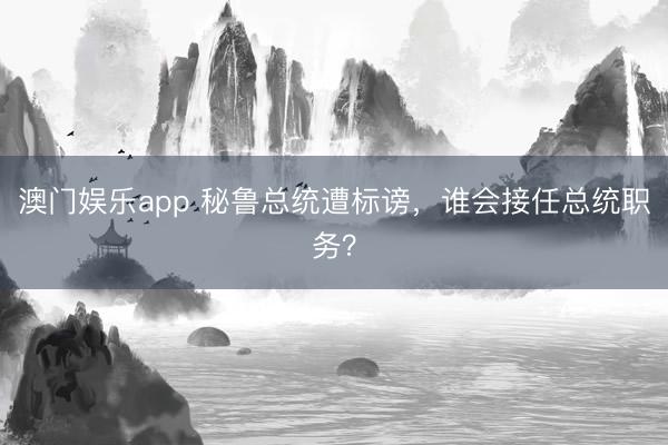 澳门娱乐app 秘鲁总统遭标谤，谁会接任总统职务？