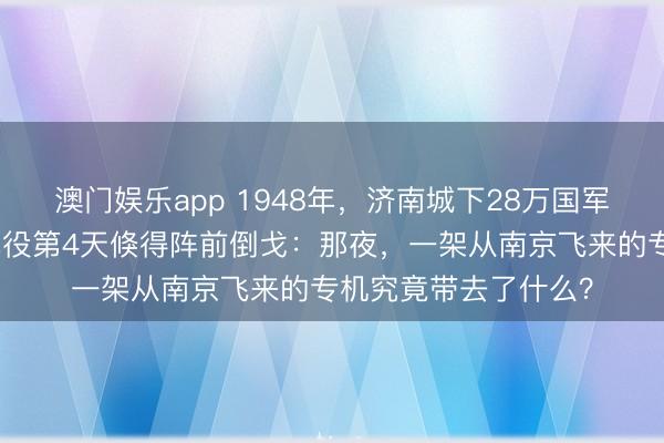 澳门娱乐app 1948年，济南城下28万国军接到苦守令，却在战役第4天倏得阵前倒戈：那夜，一架从南京飞来的专机究竟带去了什么？