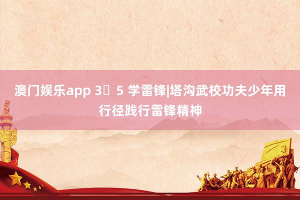 澳门娱乐app 3・5 学雷锋|塔沟武校功夫少年用行径践行雷锋精神