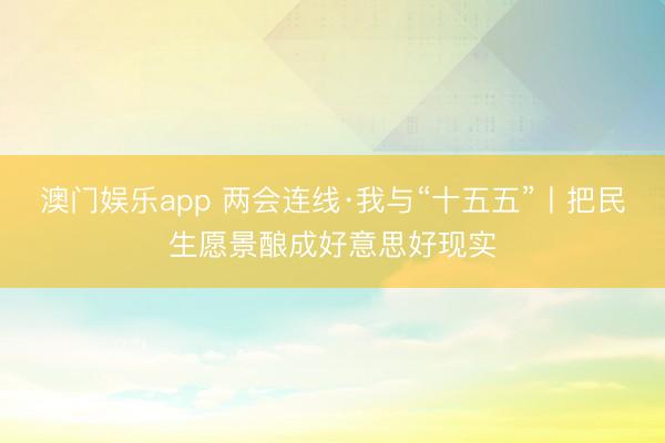 澳门娱乐app 两会连线·我与“十五五”丨把民生愿景酿成好意思好现实