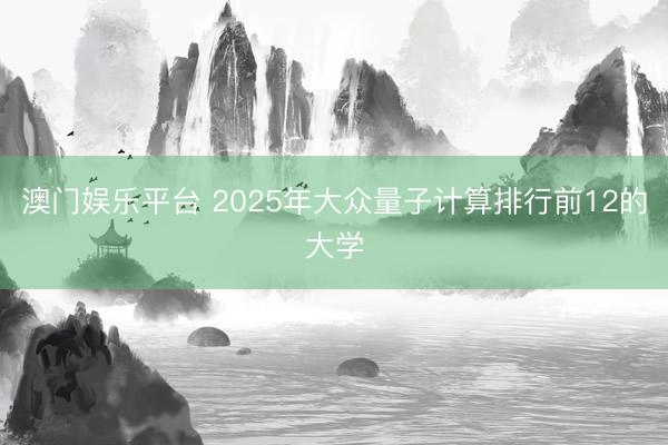 澳门娱乐平台 2025年大众量子计算排行前12的大学