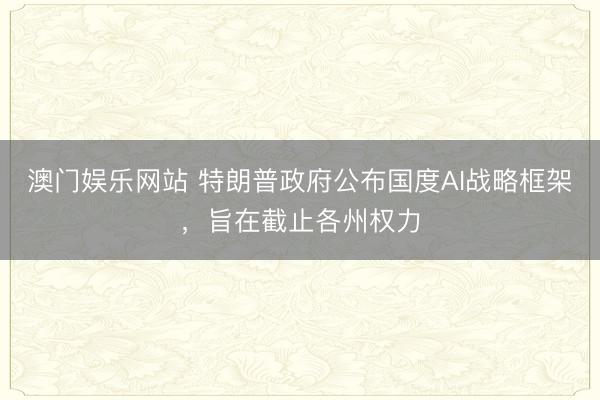 澳门娱乐网站 特朗普政府公布国度AI战略框架，旨在截止各州权力
