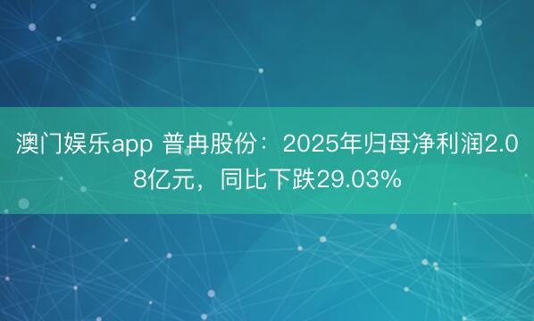 澳门娱乐app 普冉股份：2025年归母净利润2.08亿元，同比下跌29.03%