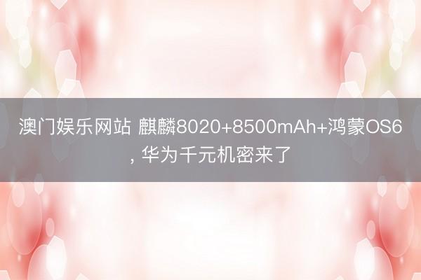 澳门娱乐网站 麒麟8020+8500mAh+鸿蒙OS6, 华为千元机密来了