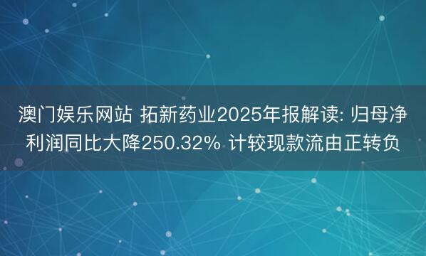 澳门娱乐网站 拓新药业2025年报解读: 归母净利润同比大降250.32% 计较现款流由正转负