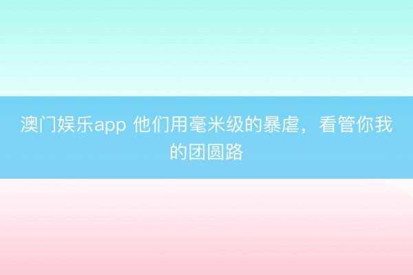 澳门娱乐app 他们用毫米级的暴虐，看管你我的团圆路