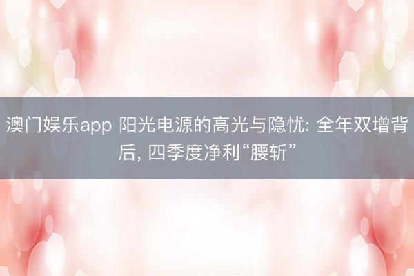 澳门娱乐app 阳光电源的高光与隐忧: 全年双增背后, 四季度净利“腰斩”