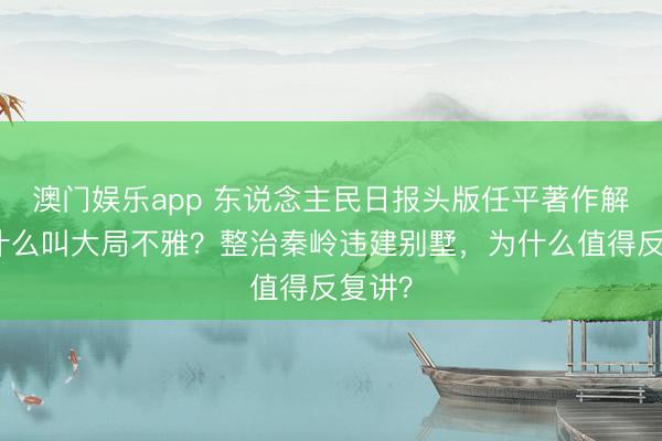 澳门娱乐app 东说念主民日报头版任平著作解读:什么叫大局不雅?整治秦岭违建别墅,为什么值得反复讲?