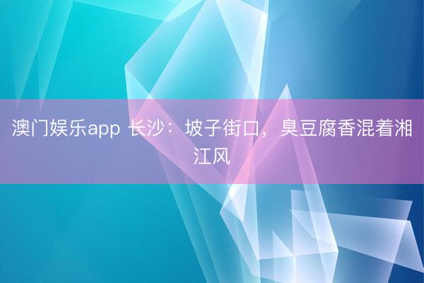 澳门娱乐app 长沙：坡子街口，臭豆腐香混着湘江风