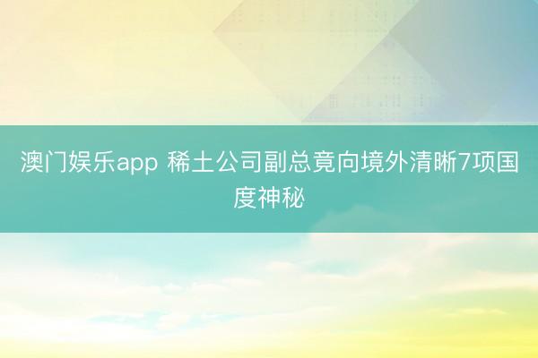 澳门娱乐app 稀土公司副总竟向境外清晰7项国度神秘