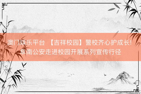 澳门娱乐平台 【吉祥校园】警校齐心护成长! 阜南公安走进校园开展系列宣传行径