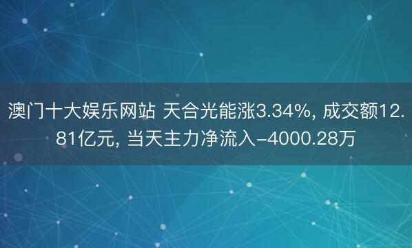 澳门十大娱乐网站 天合光能涨3.34%， 成交额12.81亿元， 当天主力净流入-4000.28万