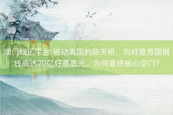 澳门娱乐平台 被动离国的陈天桥，向好意思国捐钱高达70亿好意思元，为何最终皈心空门？
