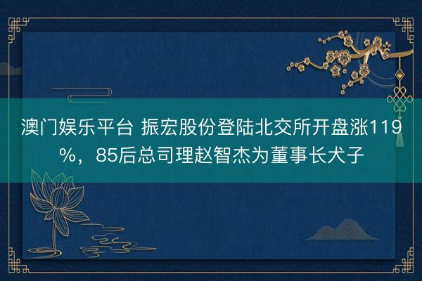 澳门娱乐平台 振宏股份登陆北交所开盘涨119%，85后总司理赵智杰为董事长犬子