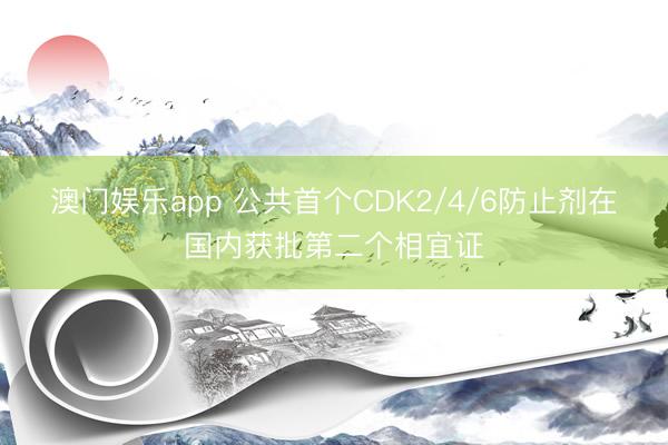 澳门娱乐app 公共首个CDK2/4/6防止剂在国内获批第二个相宜证
