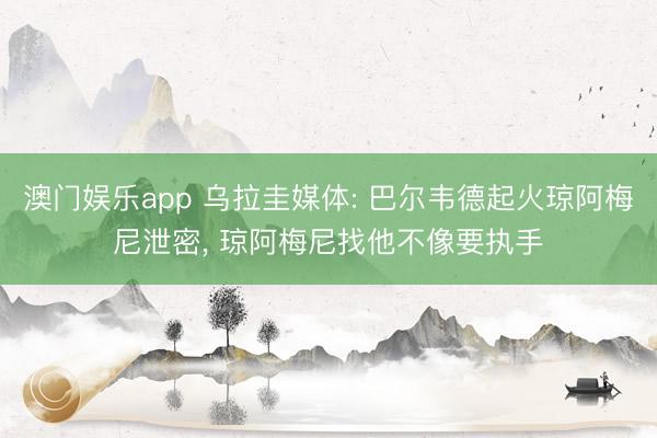 澳门娱乐app 乌拉圭媒体: 巴尔韦德起火琼阿梅尼泄密， 琼阿梅尼找他不像要执手