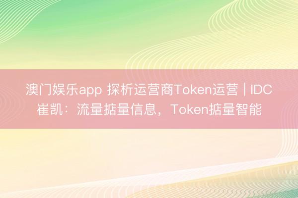 澳门娱乐app 探析运营商Token运营 | IDC崔凯：流量掂量信息，Token掂量智能